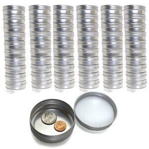 Box Of 60 Tins With Lids 2 ounce each For Lotions, Balms, Salve NEW